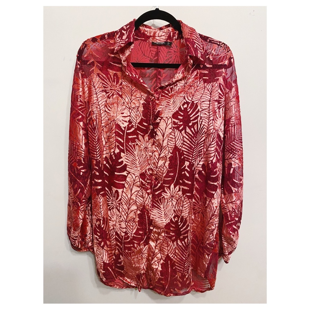Nasty Gal Pink Crushed Velvet Oversized Button-Down